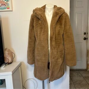 Faux Fur Midi Coat- Camel